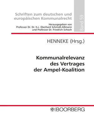 cover image of Kommunalrelevanz des Vertrages der Ampel-Koalition